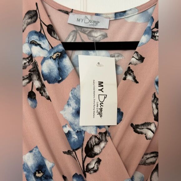 Pink Floral Maternity Nursing Wrap Dress Baby Shower Size Large - Picture 5 of 7